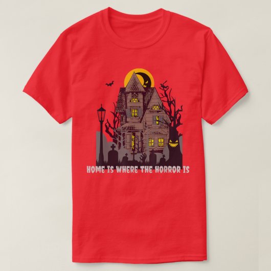 Horror Haunted Mansion with Bats Halloween Costume T-shirt (Design voorkant)