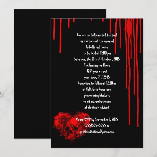 Horror Heart Skull Gothic Weddenschap Kaart (Voorkant / Achterkant)