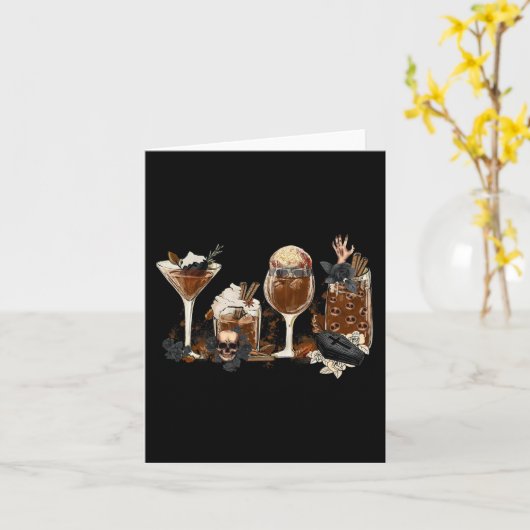 Horror Herfst Coffee Halloween Pumpkin-herfst Kaart (Gele Bloem)