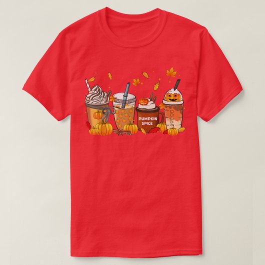 Horror Herfst Coffee Jackolantern Halloween Pumpki T-shirt (Design voorkant)