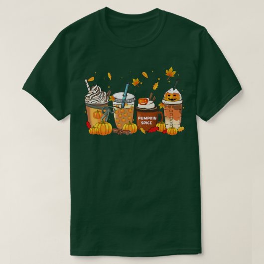 Horror Herfst Coffee Jackolantern Halloween Pumpki T-shirt (Design voorkant)