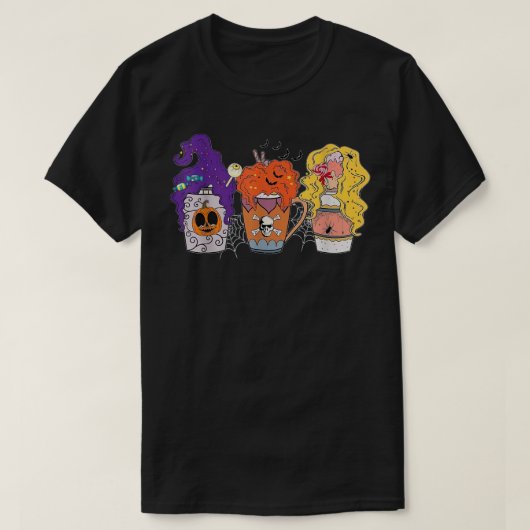 Horror Herfst Coffee Latte Cups Halloween Pumpkin T-shirt (Design voorkant)