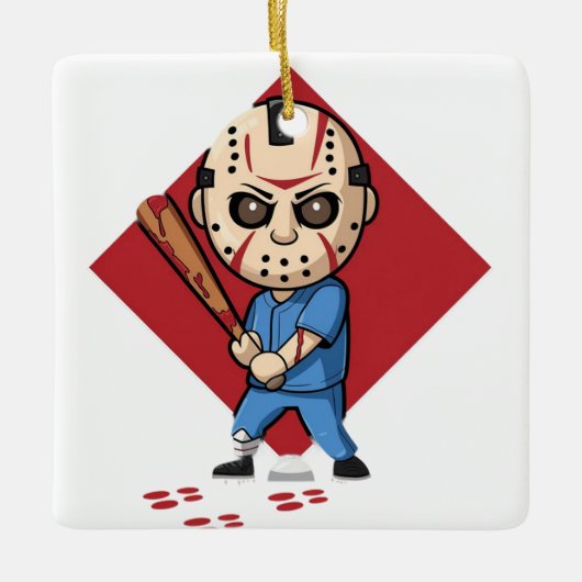 Horror Honkbalspeler Keramisch Ornament (Voorkant)