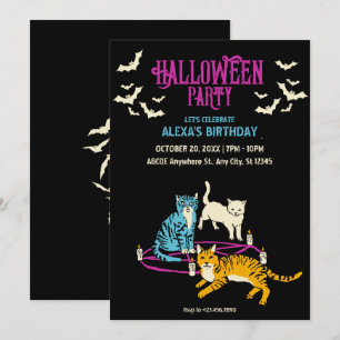 Horror kat cultuur halloween verjaardag uitnodigin kaart