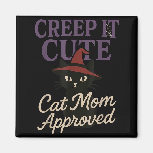 Horror Kat Moeder Spookachtige Zwarte Kat Hallowee Magneet (Voorkant)