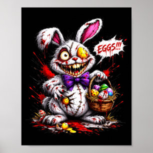 Horror Konijn met Eieren Griezeld Pasen Design Poster