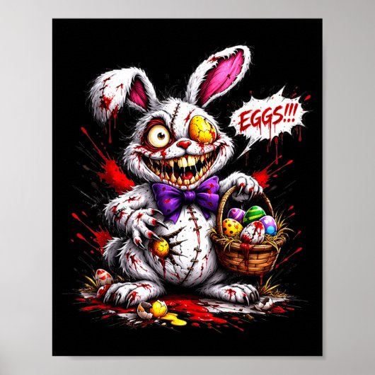Horror Konijn met Eieren Griezeld Pasen Design Poster (Voorkant)