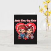 Horror Koppel Smile Now Cry Later Chicano Valentin Kaart (Gele Bloem)