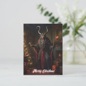 Horror Krampus Kerstmis Feestdagenkaart (Staand voorkant)