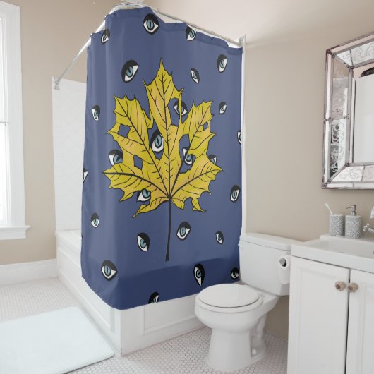 Horror Leaf Creepy Botanical Art Douchegordijn (In situ)