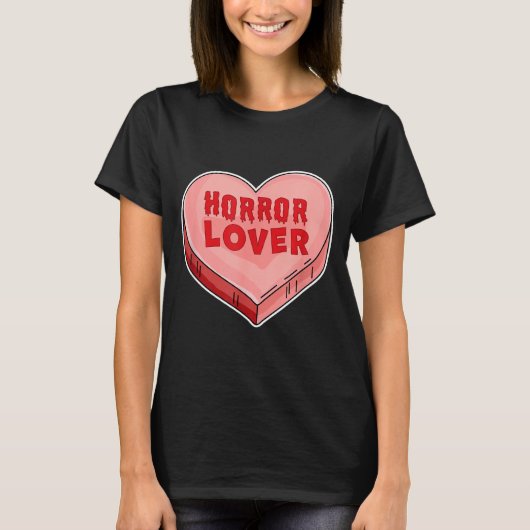 Horror Lover Candy Heart Valentines Day Halloween  T-shirt (Voorkant)