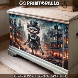 Horror maiden kat loopt in de verschrikking van de tissuepapier