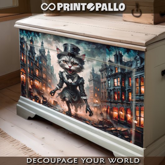 Horror maiden kat loopt in de verschrikking van de tissuepapier