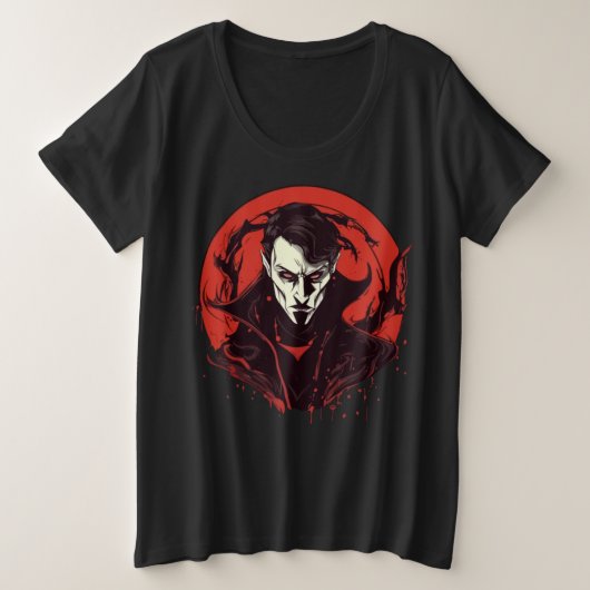 Horror met rode ogen grote maat t-shirt (Design voorkant)