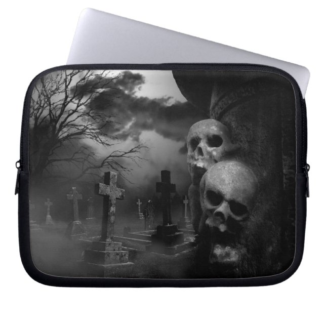 Horror Move Fans Gothic Graveyard Laptop Sleeve (Voorkant)