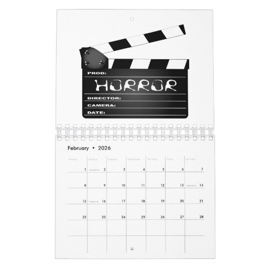 Horror Movie Clapperboard Kalender (Feb 2026)