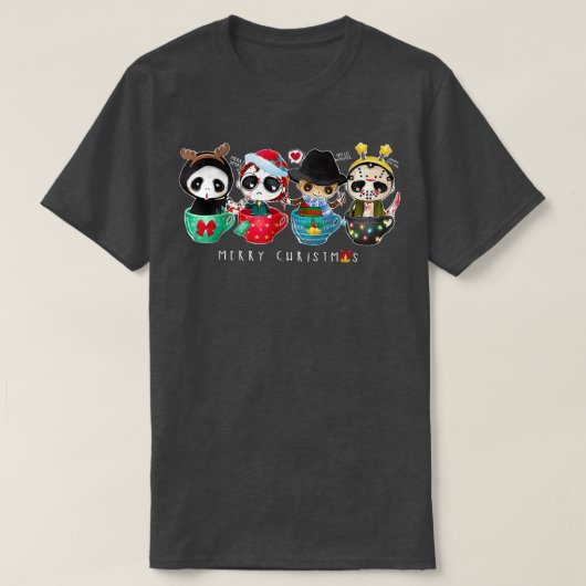 Horror Movie Merry Christmas Chibi Characters Cute T-shirt (Design voorkant)
