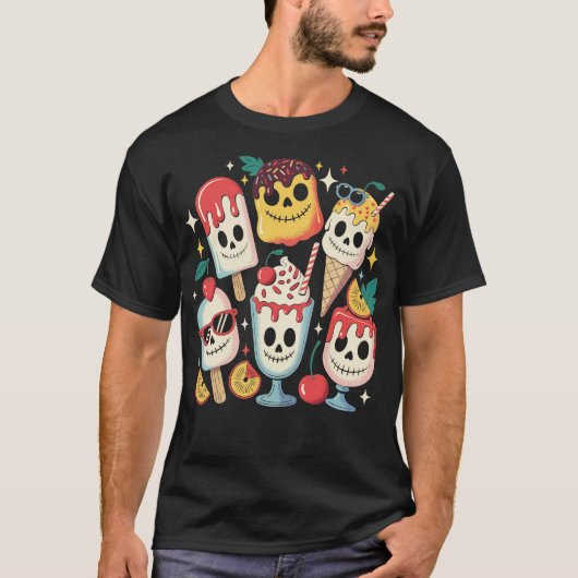 Horror Movie Summer Popsicle Halloween Ice Cream S T-shirt (Voorkant)