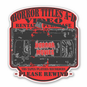 Horror Movies V.H.S Horror Titels A-D R Sticker