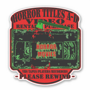 Horror Movies V.H.S Horror Titels A-D Sticker