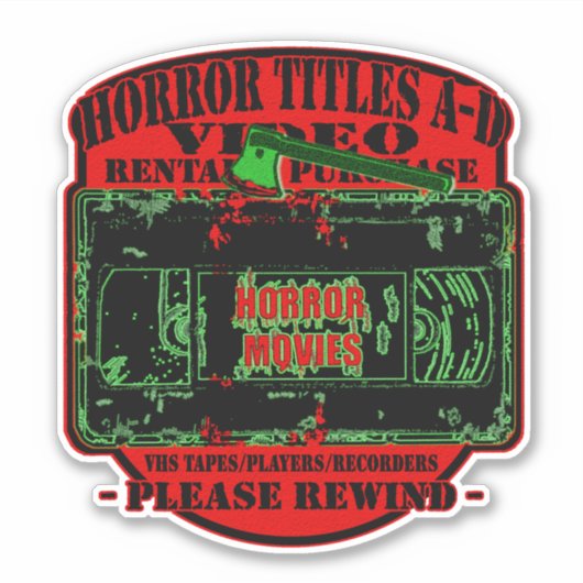 Horror Movies V.H.S Horror Titels A-D Sticker (Voorkant)