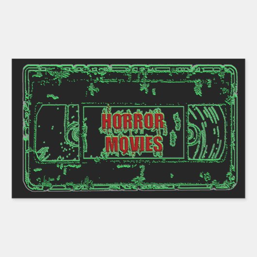 Horror Movies VHS-Neon Green Rechthoekige Sticker (Voorkant)