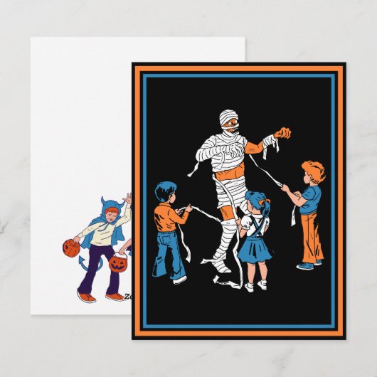 Horror Mumie met kinderen Feestdagenkaart (Voorkant / Achterkant)