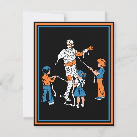 Horror mummie met kinder feestdagenkaart (Voorkant)