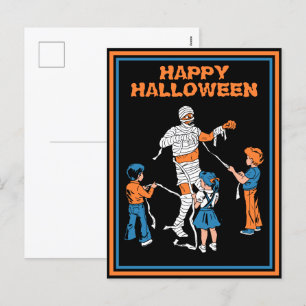  horror mummie met kinder Halloween Feestdagenkaart