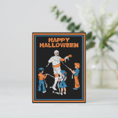 horror mummie met kinder Halloween Feestdagenkaart (Staand voorkant)