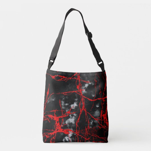 Horror Night Gothic - zwart-wit, rood Crossbody Tas (Achterkant)