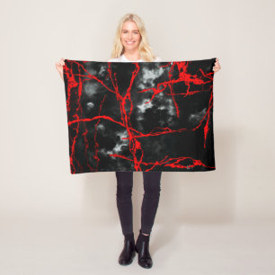Horror Night Gothic - zwart-wit, rood Fleece Deken