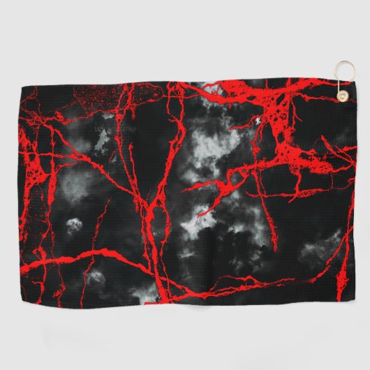 Horror Night Gothic - zwart-wit, rood Golfhanddoek (Horizontaal)