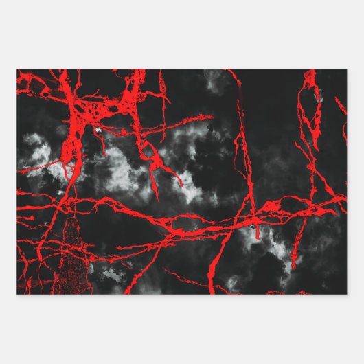 Horror Night Gothic - zwart-wit, rood Inpakpapier Vel (Voorkant)