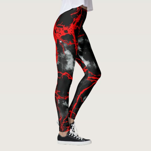 Horror Night Gothic - zwart-wit, rood Leggings (Rechts)
