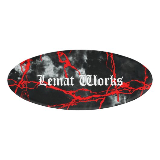 Horror Night Gothic - zwart-wit, rood Naambadge (Voorkant)