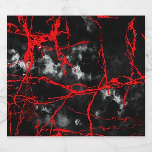 Horror Night Gothic - zwart-wit, rood Sparkling Wijnetiket (Enkel label)