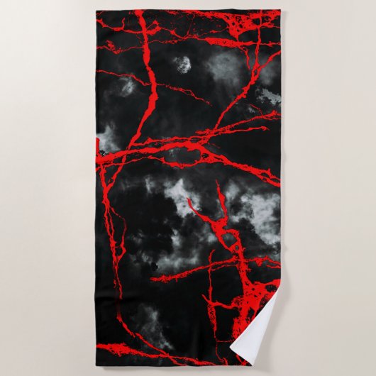 Horror Night Gothic - zwart-wit, rood Strandlaken (Voorkant)