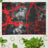 Horror Night Gothic - zwart-wit, rood Theedoek (Gevouwen)