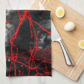 Horror Night Gothic - zwart-wit, rood Theedoek (Quarter Fold)