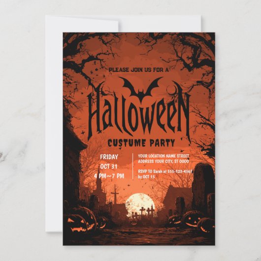 Horror Night Halloween Party Kaart (Voorkant)