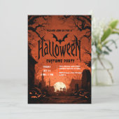 Horror Night Halloween Party Kaart (Staand voorkant)