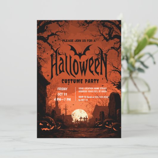 Horror Night Halloween Party Kaart (Staand voorkant)