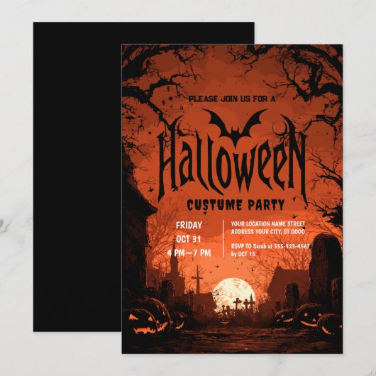 Horror Night Halloween Party Kaart (Voorkant / Achterkant)