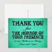 Horror of Your Presence. Green Halloween Thanks Briefkaart (Voorkant / Achterkant)