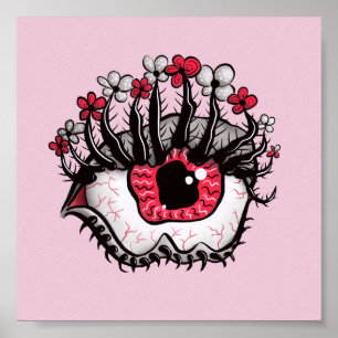 Horror Pastel Gothic Eye Macabre Pink Creepy Poster