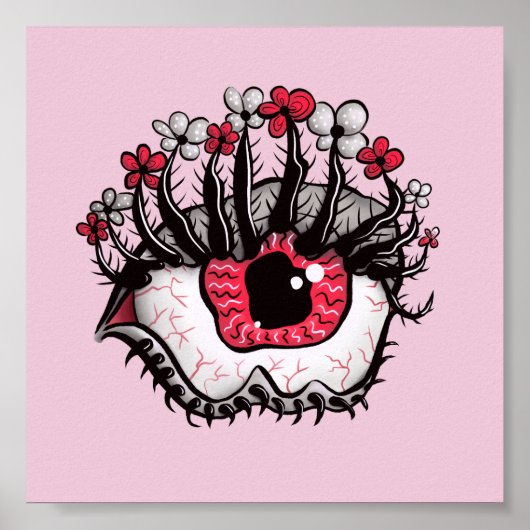 Horror Pastel Gothic Eye Macabre Pink Creepy Poster (Voorkant)