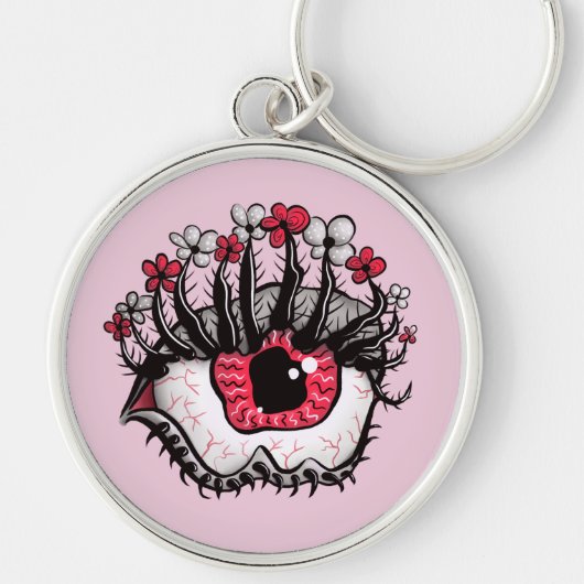 Horror Pastel Gothic Eye Macabre Pink Creepy Sleutelhanger (Voorkant)
