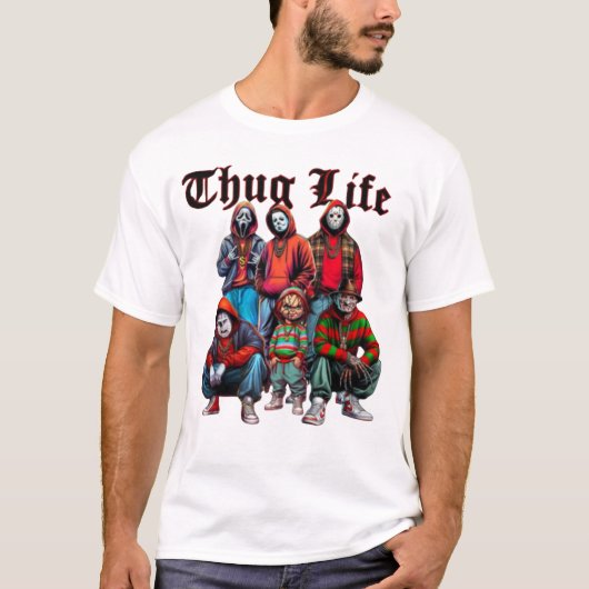 Horror Personages Thug Life Shirt, Halloween Funny T-shirt (Voorkant)