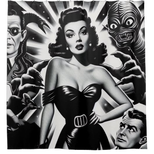  Horror Pin-up Douchegordijn (Voorkant)